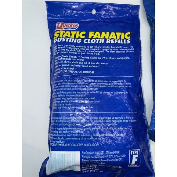 Quickie Static Fanatic Dusting Cloth‎ Refills (10 ct), x2 New. #0783 FITS MOST - Picture 3 of 4
